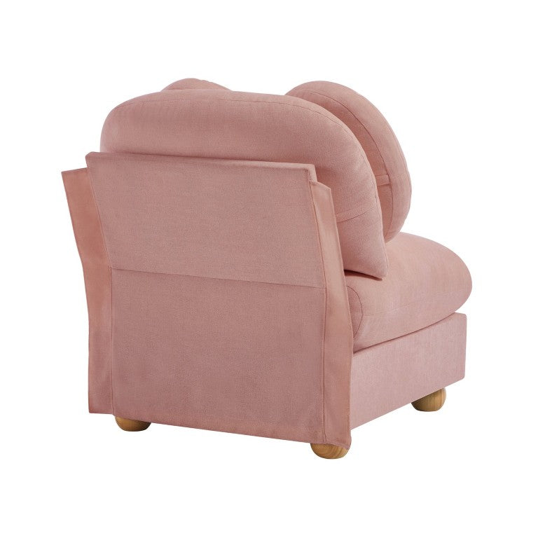 English Elm Rsf Modular Sectional Sofa Curved Chenille Upholstery with Retro Wooden Legs Living Room Pink W5656P499276