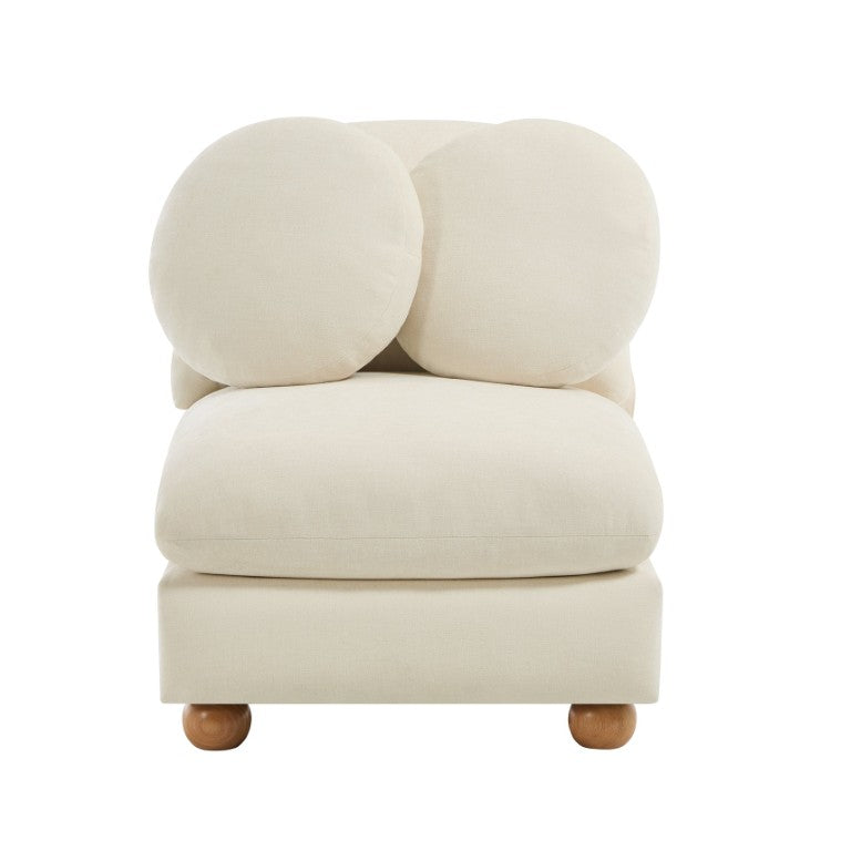 English Elm Armless Modular Chenille Sofa with Pillows for Contemporary Living Rooms Beige W5656P499286
