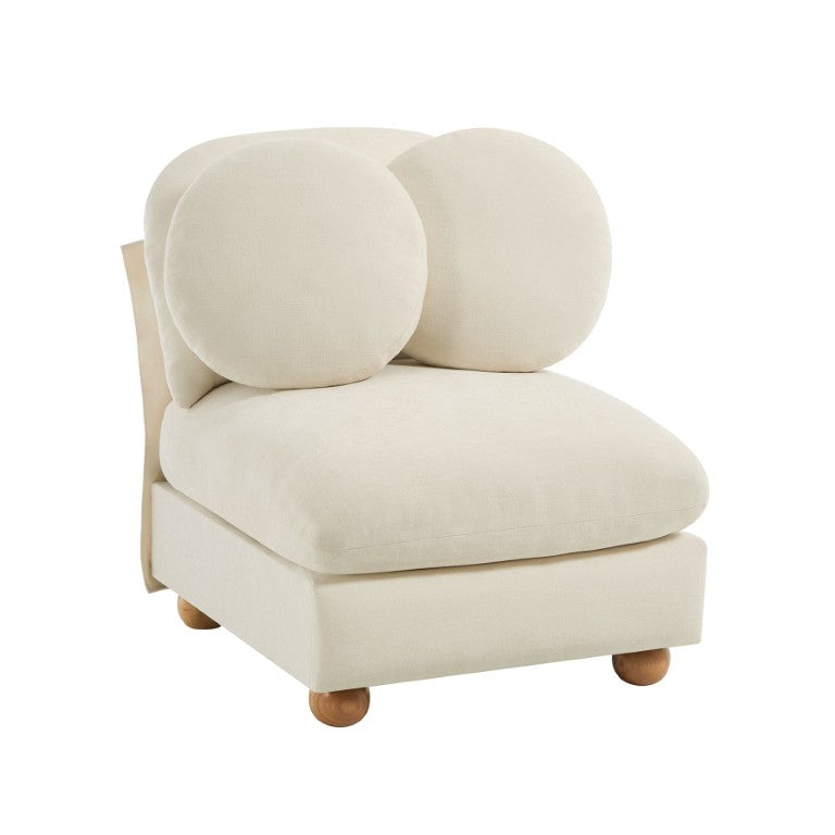 English Elm Armless Modular Chenille Sofa with Pillows for Contemporary Living Rooms Beige W5656P499286