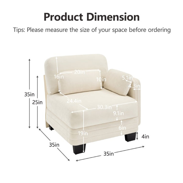 English Elm Rsf Modular Chenille Sectional Sofa with Adjustable Backrest for Open Living Rooms Beige W5656P535095