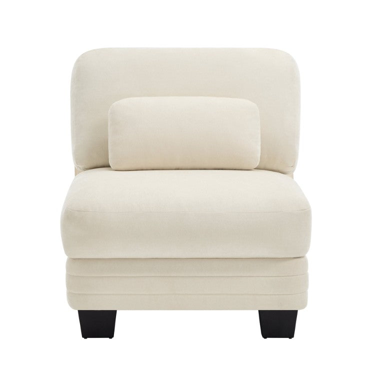 English Elm Armless Chenille Modular Sofa with Quilted Cushions for Contemporary Living Rooms Beige W5656P535100