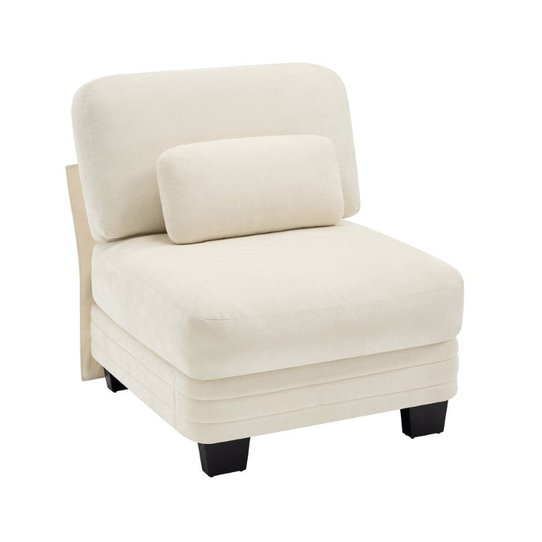 English Elm Armless Chenille Modular Sofa with Quilted Cushions for Contemporary Living Rooms Beige W5656P535100