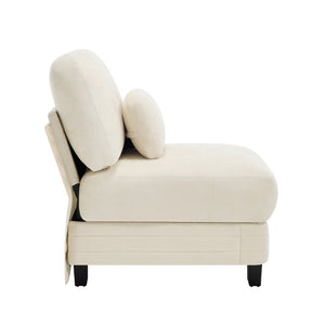 English Elm Armless Chenille Modular Sofa with Quilted Cushions for Contemporary Living Rooms Beige W5656P535100