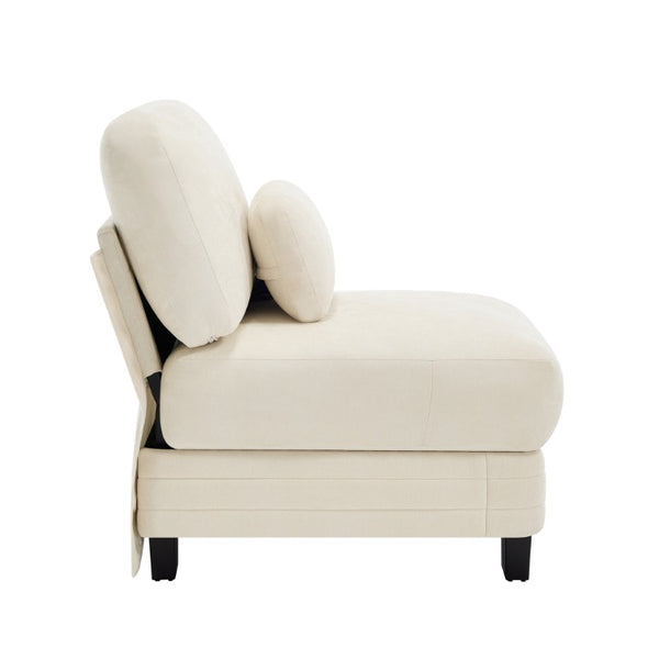 English Elm Armless Chenille Modular Sofa with Quilted Cushions for Contemporary Living Rooms Beige W5656P535100