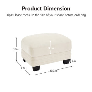 English Elm Ottoman Chenille Modular Sectional Cloud Cushion Curved Backrest Contemporary Lounge Beige W5656P535102
