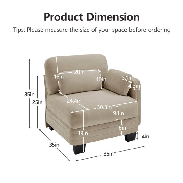 English Elm Rsf Modular Chenille Sectional Sofa with Adjustable Backrest for Open Living Rooms Camel W5656P535105