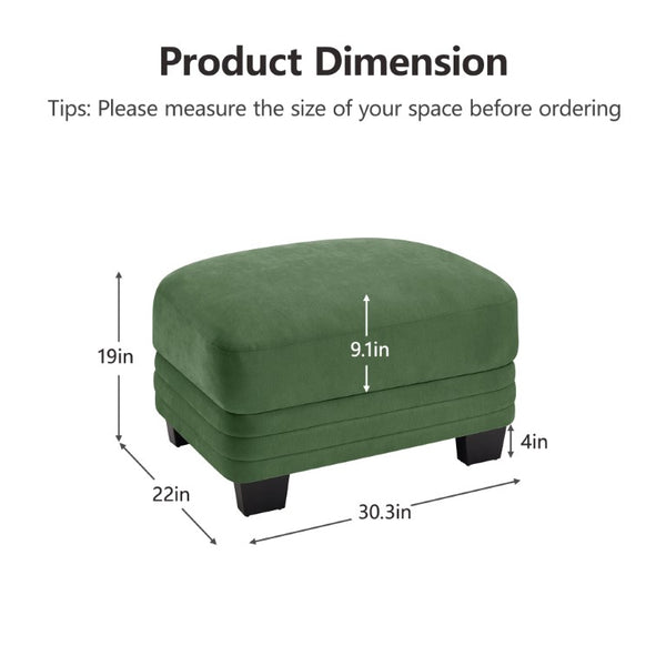 English Elm Ottoman Chenille Modular Sectional Cloud Cushion Curved Backrest Contemporary Lounge Green W5656P535123