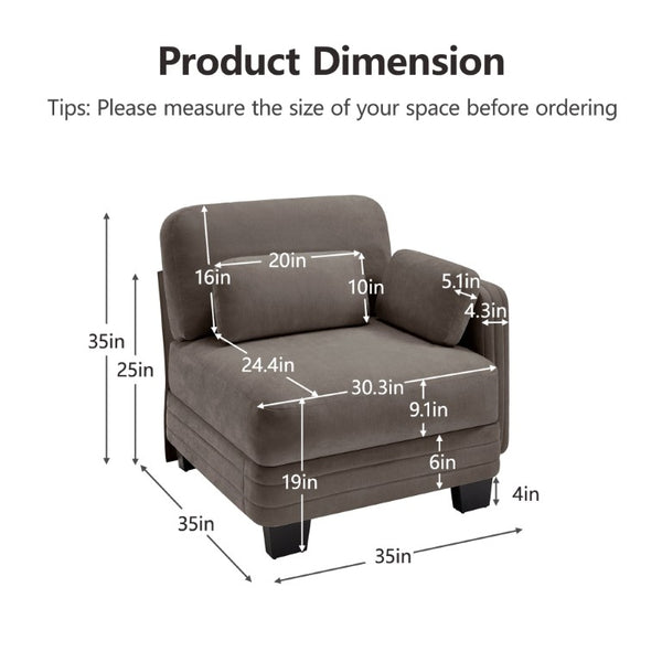 English Elm Rsf Modular Chenille Sectional Sofa with Adjustable Backrest for Open Living Rooms Brown W5656P535125