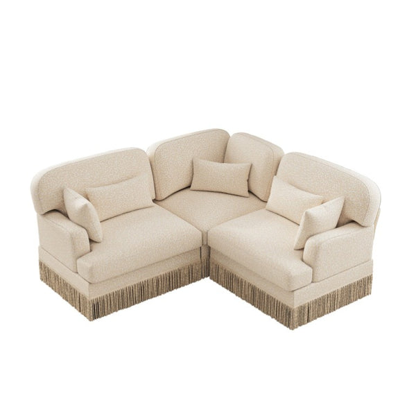 English Elm 3 Seat Leopard Chenille L Shaped Sectional with Tassel Trim and Plush Foam Cushions W5656S00111
