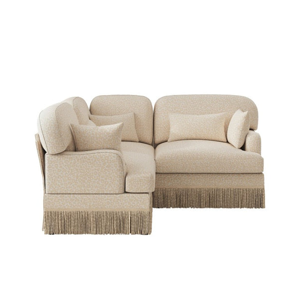 English Elm 3 Seat Leopard Chenille L Shaped Sectional with Tassel Trim and Plush Foam Cushions W5656S00111