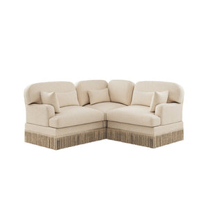 English Elm 3 Seat Leopard Chenille L Shaped Sectional with Tassel Trim and Plush Foam Cushions W5656S00111