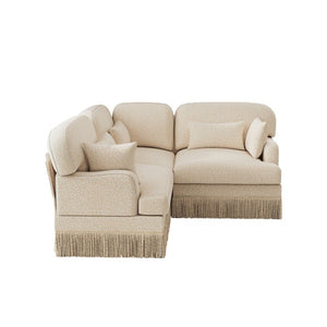 English Elm 3 Seat Leopard Chenille L Shaped Sectional with Tassel Trim and Plush Foam Cushions W5656S00111