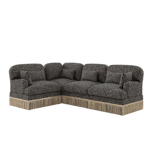 English Elm Large Modular Chenille Sectional Sofa Leopard Print Tassel Trim Eclectic Living Room W5656S00122