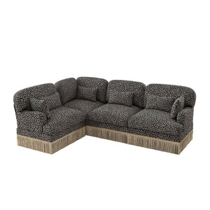 English Elm Large Modular Chenille Sectional Sofa Leopard Print Tassel Trim Eclectic Living Room W5656S00122