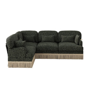English Elm Large Modular Chenille Sectional with Tassel Trim Plush Leopard Print Living Room Sofa W5656S00123