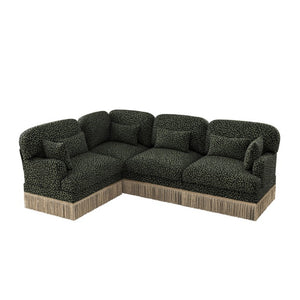 English Elm Large Modular Chenille Sectional with Tassel Trim Plush Leopard Print Living Room Sofa W5656S00123