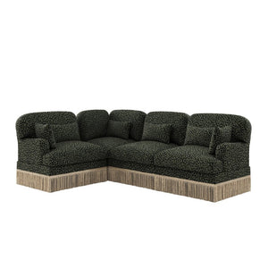 English Elm Large Modular Chenille Sectional with Tassel Trim Plush Leopard Print Living Room Sofa W5656S00123