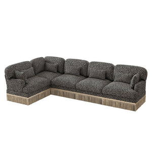 English Elm Large Leopard Chenille Modular Sectional Sofa with Tassel Trim and Seven Accent Pillows W5656S00129