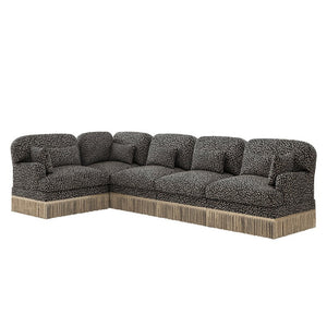 English Elm Large Leopard Chenille Modular Sectional Sofa with Tassel Trim and Seven Accent Pillows W5656S00129