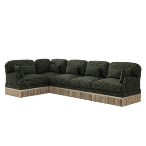 English Elm Large Leopard Chenille Sectional Sofa Modular L Shaped Five Seat with Tassel Trim Pillows W5656S00130