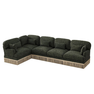 English Elm Large Leopard Chenille Sectional Sofa Modular L Shaped Five Seat with Tassel Trim Pillows W5656S00130