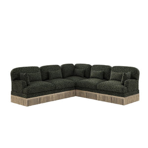 English Elm Large Leopard Chenille Sectional Sofa Modular L Shaped Five Seat with Tassel Trim Pillows W5656S00130