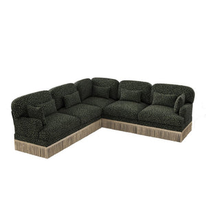 English Elm Large Leopard Chenille Sectional Sofa Modular L Shaped Five Seat with Tassel Trim Pillows W5656S00130