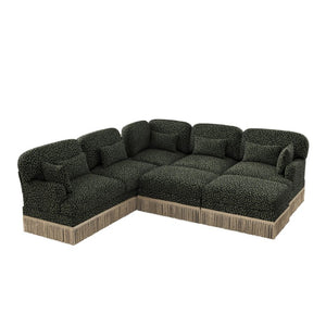 English Elm Large Leopard Chenille Sectional Sofa with Tassel Trim 7 Seat Modular L Shape Living Room W5656S00138