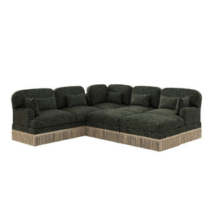 English Elm Large Leopard Chenille Sectional Sofa with Tassel Trim 7 Seat Modular L Shape Living Room W5656S00138