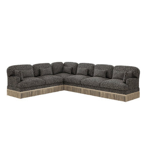 English Elm Oversized Modular L Shaped Chenille Sectional with Tassel Trim and Eight Accent Pillows W5656S00149