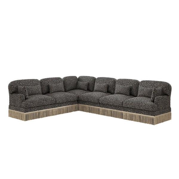 English Elm Oversized Modular L Shaped Chenille Sectional with Tassel Trim and Eight Accent Pillows W5656S00149