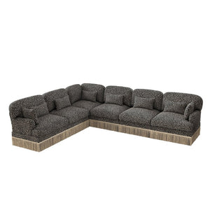 English Elm Oversized Modular L Shaped Chenille Sectional with Tassel Trim and Eight Accent Pillows W5656S00149