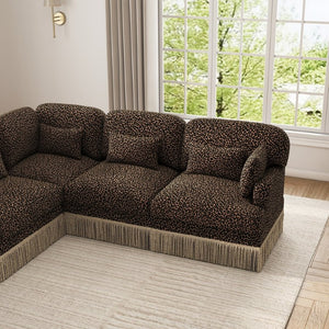 English Elm Oversized Modular V Shape Chenille Sectional with Tassel Trim and Seven Seat Comfort W5656S00152