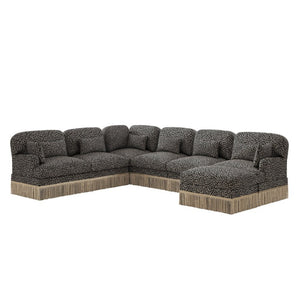 English Elm Oversized Modular Sectional Sofa Seven Seat Leopard Chenille with Tassel Trim Ottoman W5656S00153