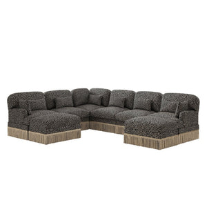 English Elm Oversized Modular Chenille Sectional with Leopard Print Tassel Trim and Eight Plush Seats W5656S00157