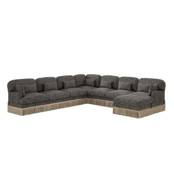 English Elm Oversized Modular V Shaped Chenille Sectional 8 Seat Leopard Print Plush Living Room Sofa W5656S00161
