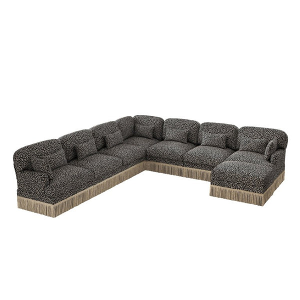 English Elm Oversized Modular V Shaped Chenille Sectional 8 Seat Leopard Print Plush Living Room Sofa W5656S00161