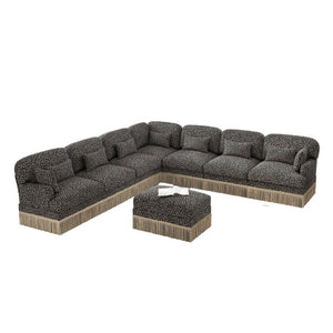English Elm Oversized Modular V Shaped Chenille Sectional 8 Seat Leopard Print Plush Living Room Sofa W5656S00161