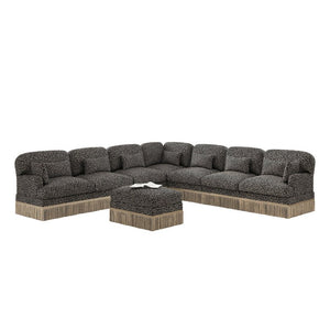 English Elm Oversized Modular V Shaped Chenille Sectional 8 Seat Leopard Print Plush Living Room Sofa W5656S00161