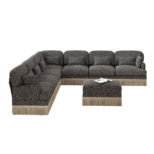 English Elm Oversized Modular V Shaped Chenille Sectional 8 Seat Leopard Print Plush Living Room Sofa W5656S00161