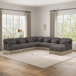 English Elm Oversized Modular V Shaped Chenille Sectional 8 Seat Leopard Print Plush Living Room Sofa W5656S00161