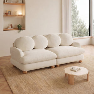 English Elm Comfy Chenille Two Seater Loveseat with Solid Wood Legs and Four Throw Pillows W5656S00163