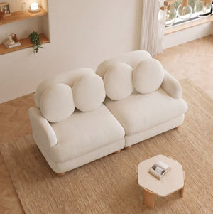 English Elm Comfy Chenille Two Seater Loveseat with Solid Wood Legs and Four Throw Pillows W5656S00163