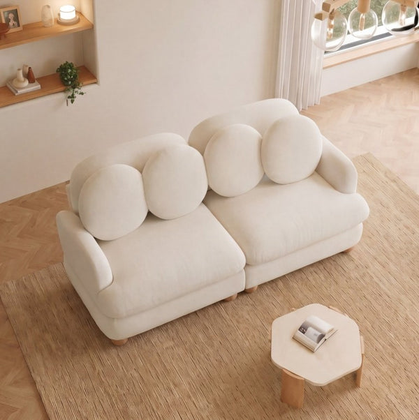 English Elm Comfy Chenille Two Seater Loveseat with Solid Wood Legs and Four Throw Pillows W5656S00163