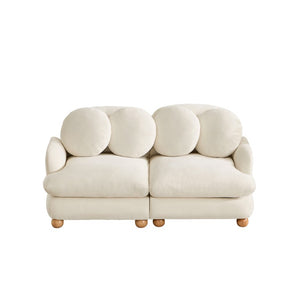 English Elm Comfy Chenille Two Seater Loveseat with Solid Wood Legs and Four Throw Pillows W5656S00163