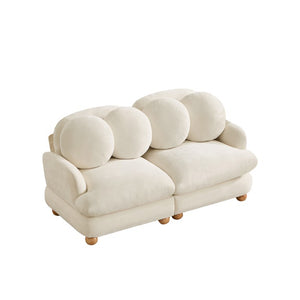 English Elm Comfy Chenille Two Seater Loveseat with Solid Wood Legs and Four Throw Pillows W5656S00163