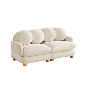 English Elm Comfy Chenille Two Seater Loveseat with Solid Wood Legs and Four Throw Pillows W5656S00163