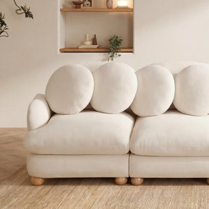 English Elm Comfy Chenille Two Seater Loveseat with Solid Wood Legs and Four Throw Pillows W5656S00163