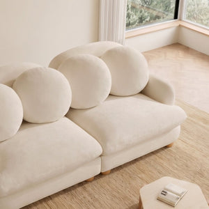 English Elm Comfy Chenille Two Seater Loveseat with Solid Wood Legs and Four Throw Pillows W5656S00163