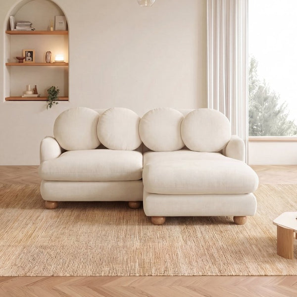 English Elm Comfy Chenille Three Seat Modular Sofa with Ottoman Solid Wood Legs Living Room W5656S00164